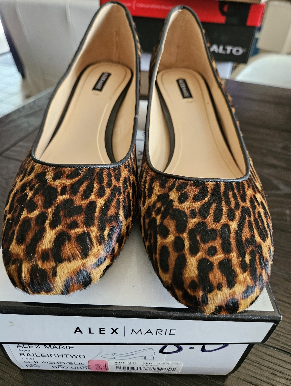 Alex Marie Leopard Print Slip-On Flats in Brown and Black 8.5M NEW
